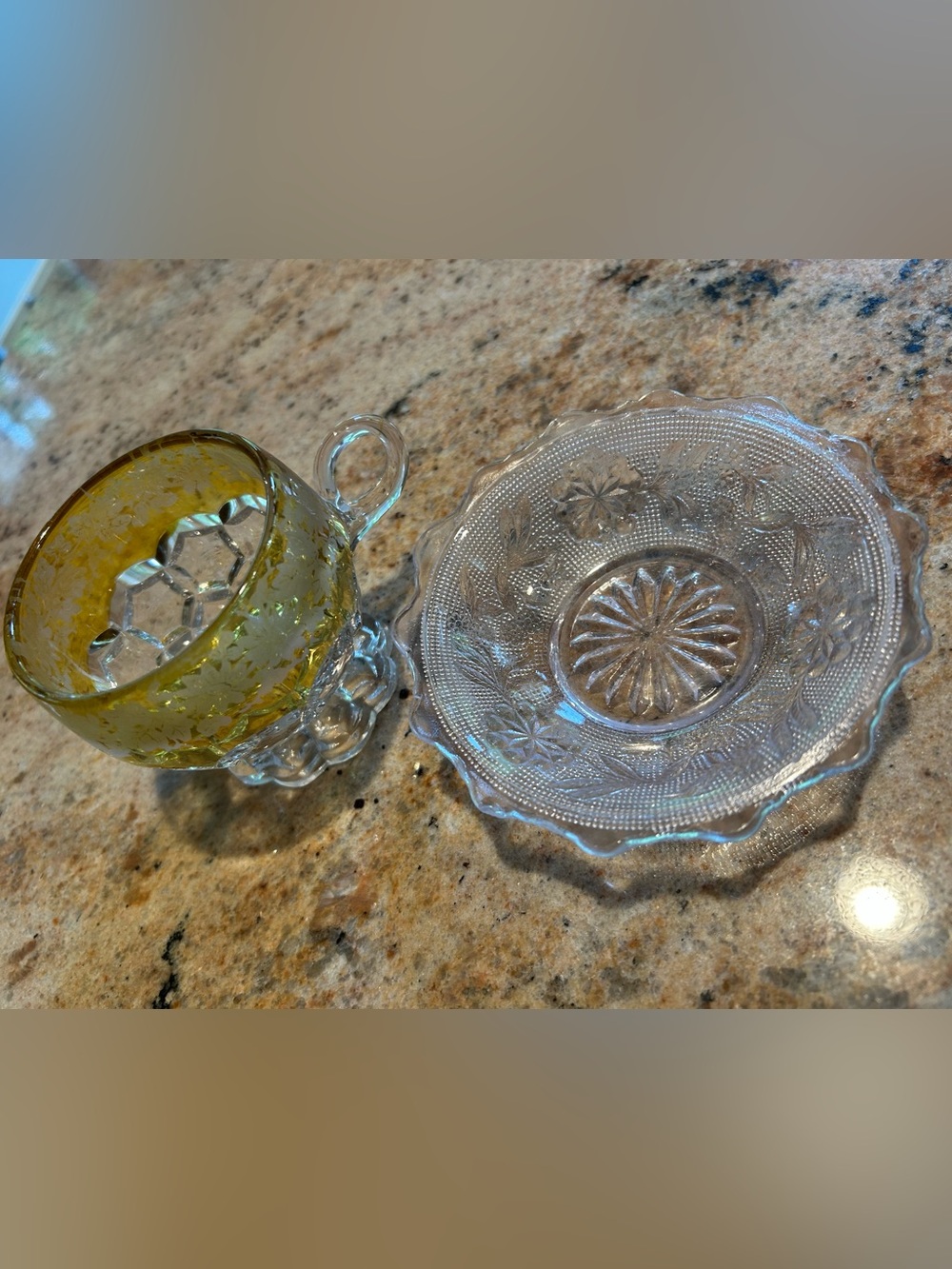 1889 EAPG Glass Punch Cup & 1885 EAPG Pattern Glass Bryce Dahlia 4 1/2" Dish